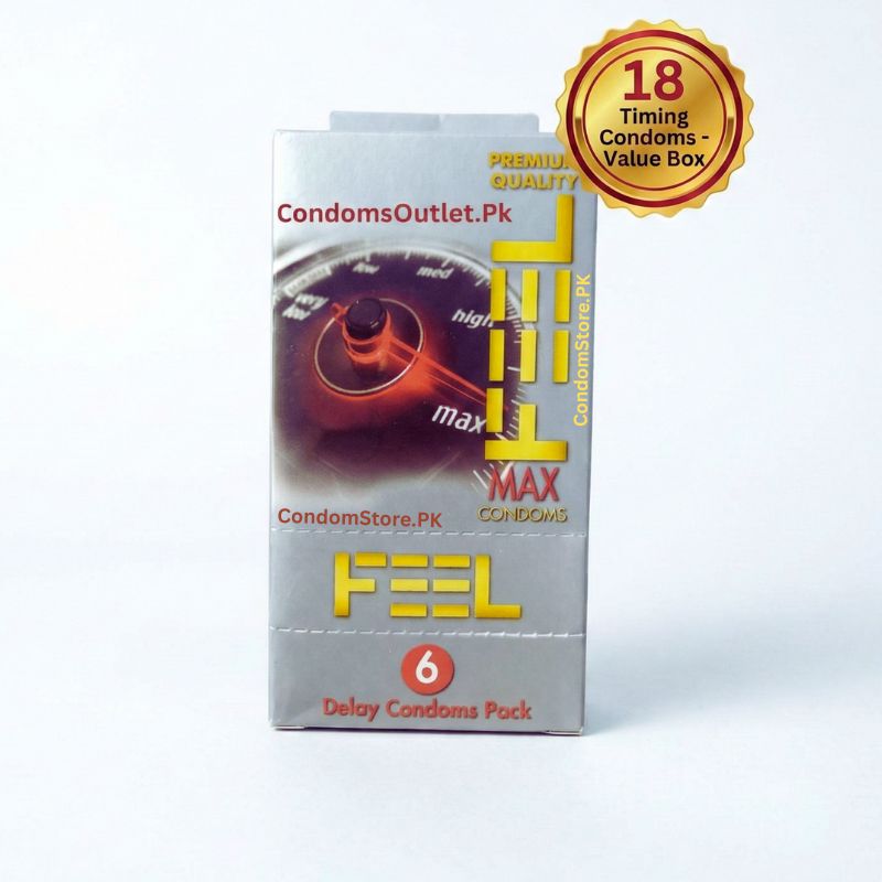 Feel Max Delay Condoms (18 Pack) - 8.5% Benzocaine for Maximum Timing