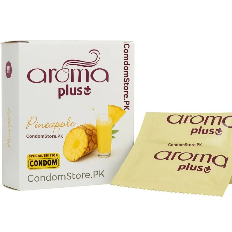 Aroma Plus Pineapple Condoms (3 Pack) - Tangy Flavor & Dotted