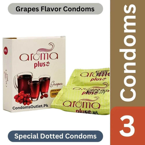 Aroma Plus Grapes Dotted Condoms - 3 Pack - Sweet Flavor & Sensation
