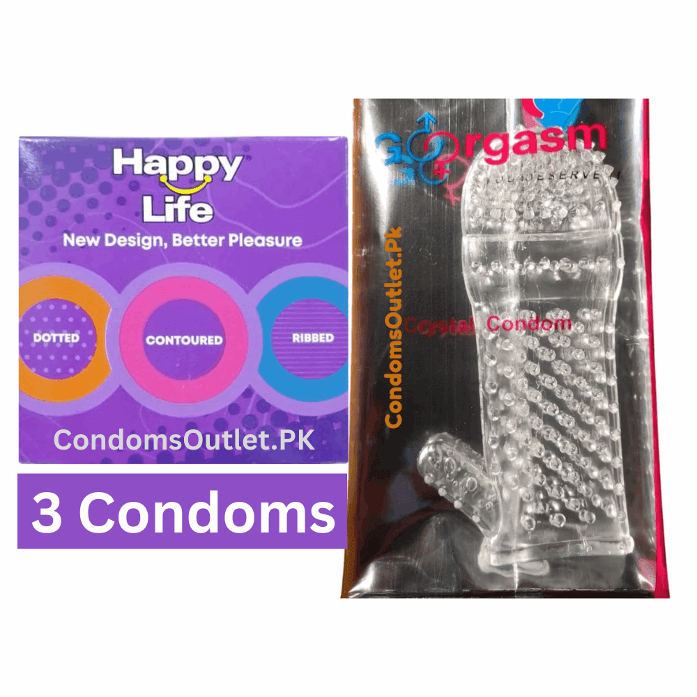 Happy Life & Crystal Silicone Condom Bundle – Reusable & Spiked