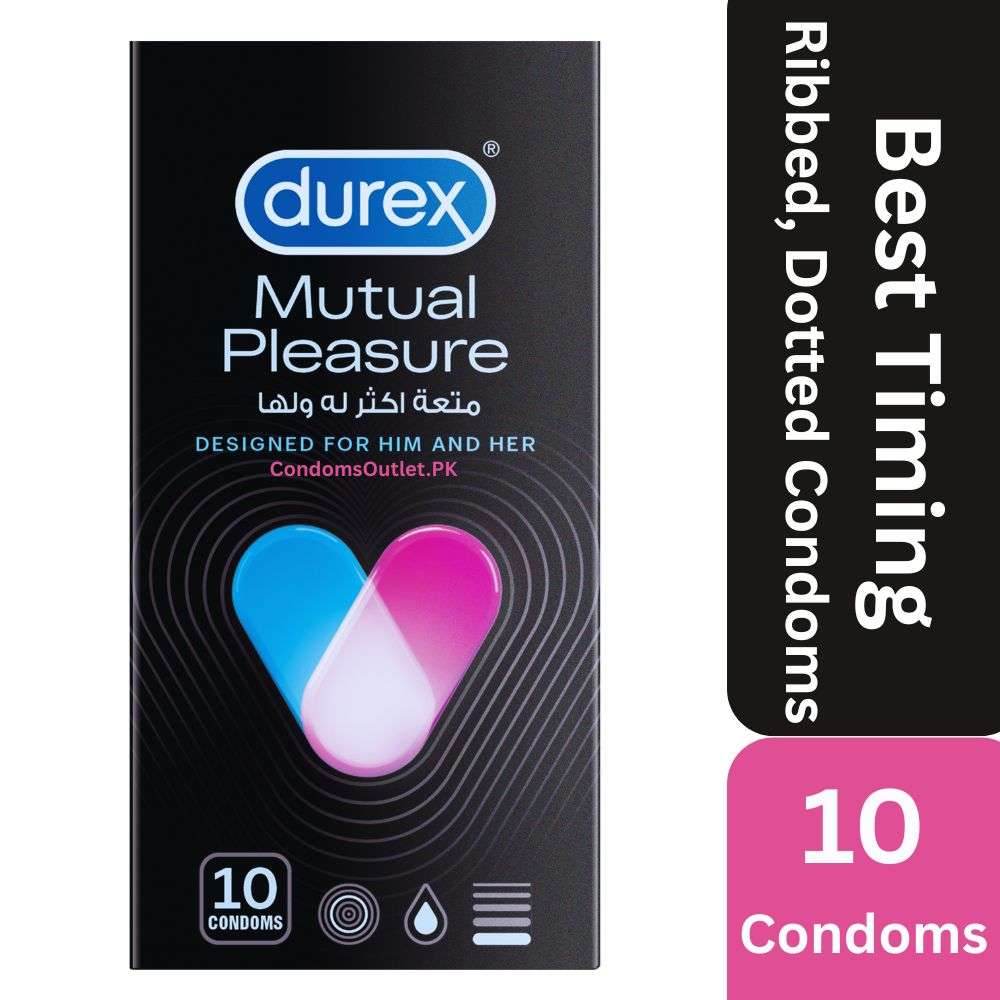 Durex Mutual Pleasure Condoms 10 Pack - Ribbed, Dotted & Delay | CondomsOutlet.Pk