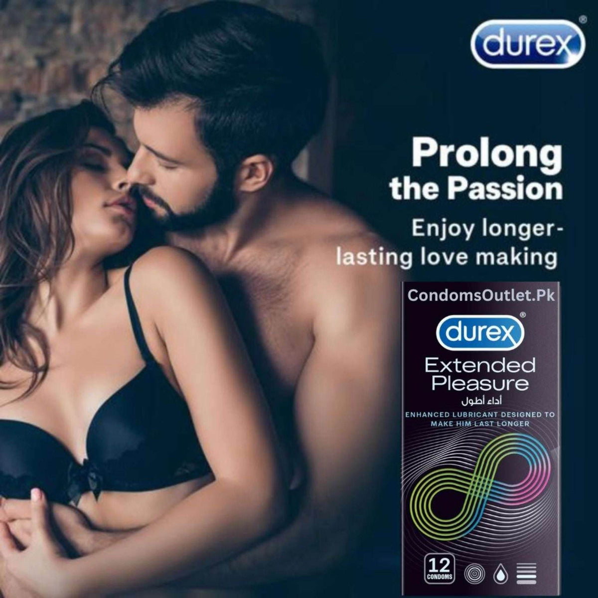 Durex Extended Pleasure Condoms - 12 Pack - Long Lasting Delay Performance