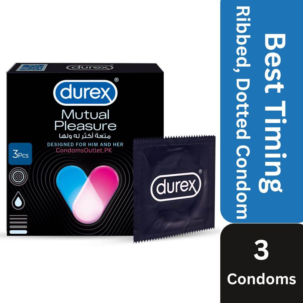 Durex Mutual Pleasure Condoms (3 Pack) – Ribbed, Dotted & Delay