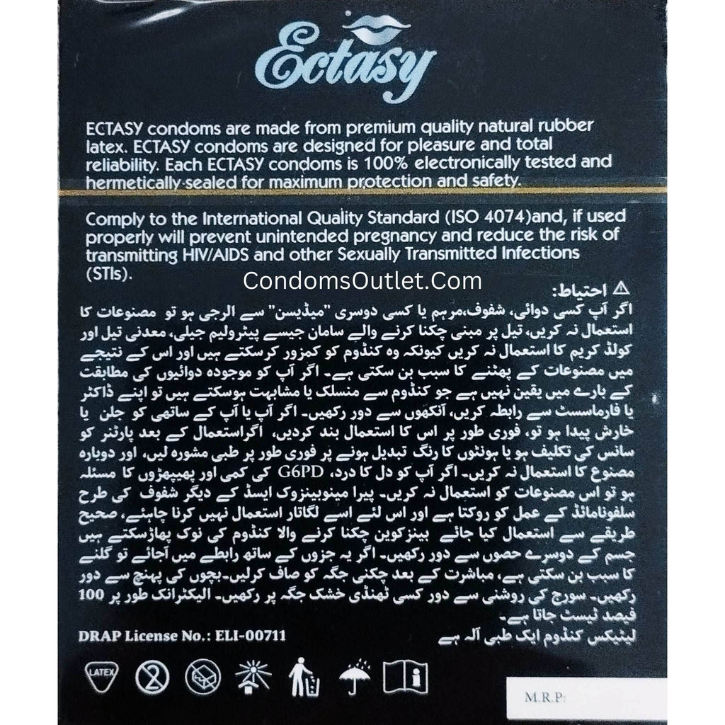 Ectasy Long Love Condoms - 3 Pack - 5-in-1 Tiger Texture & Delay
