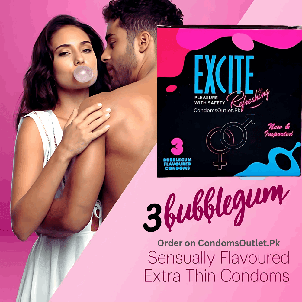 Excite Bubblegum Flavored Condoms (3 Pack) – Pink & Sweet