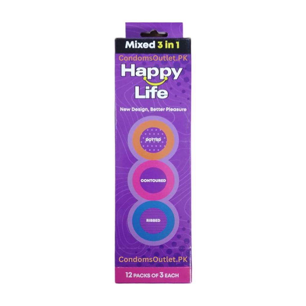 Happy Life Condoms Collection (36 Pack) – 3 Stimulating Styles