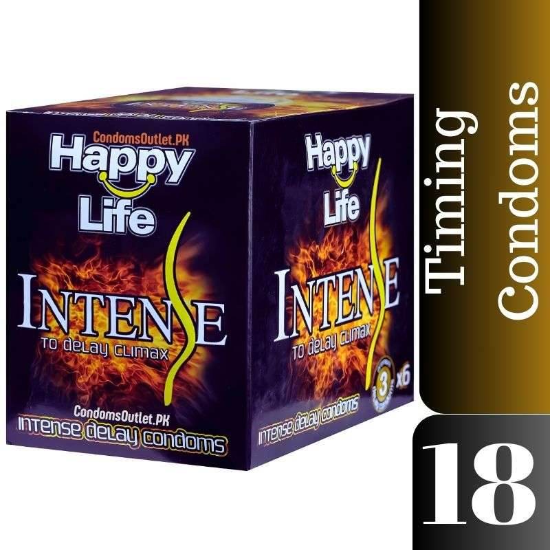Happy Life Intense Delay Condoms (18 Pack) – Long Lasting Timing