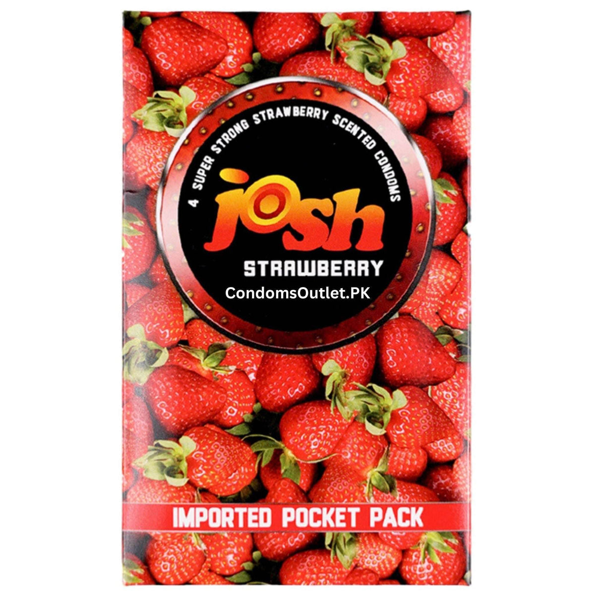Josh Strawberry Flavored Condoms - 3 Pack - Playful Red Aroma