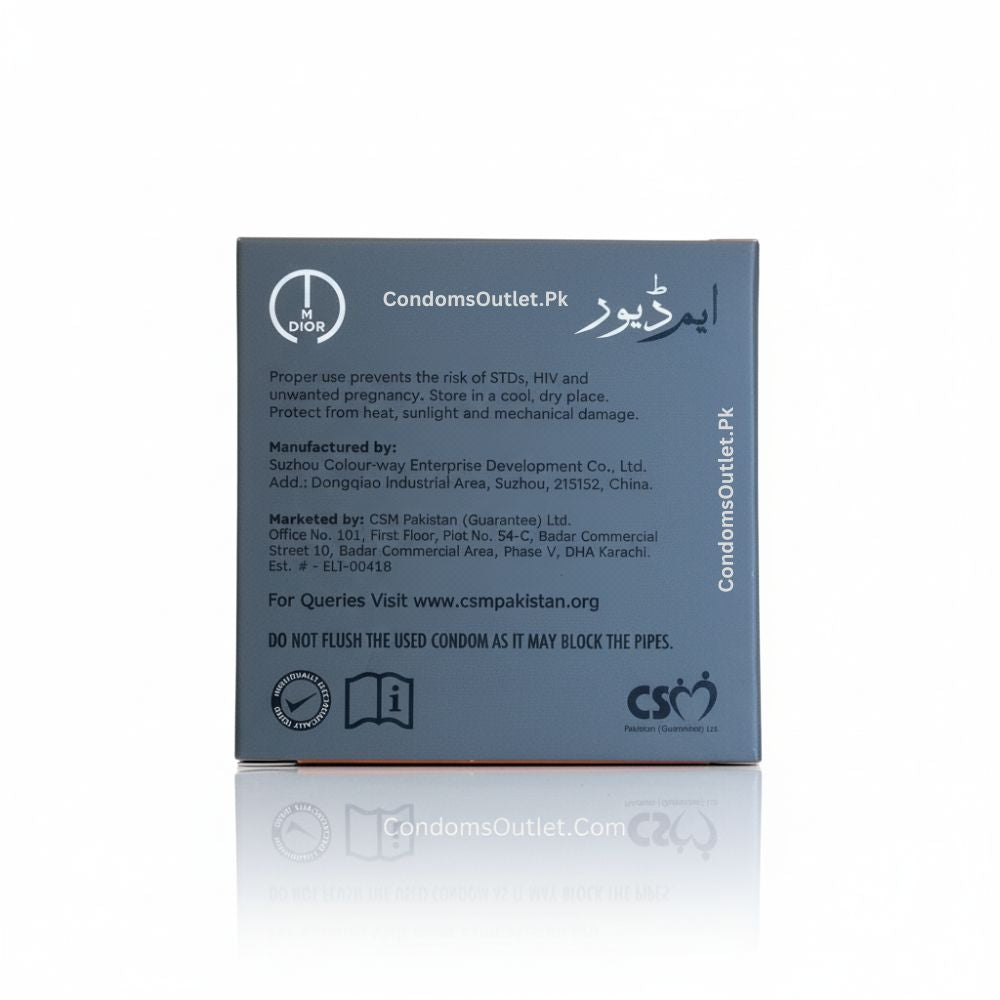 MDior Delay Condoms - 3 Pack - Premium Long Lasting Performance - Back view