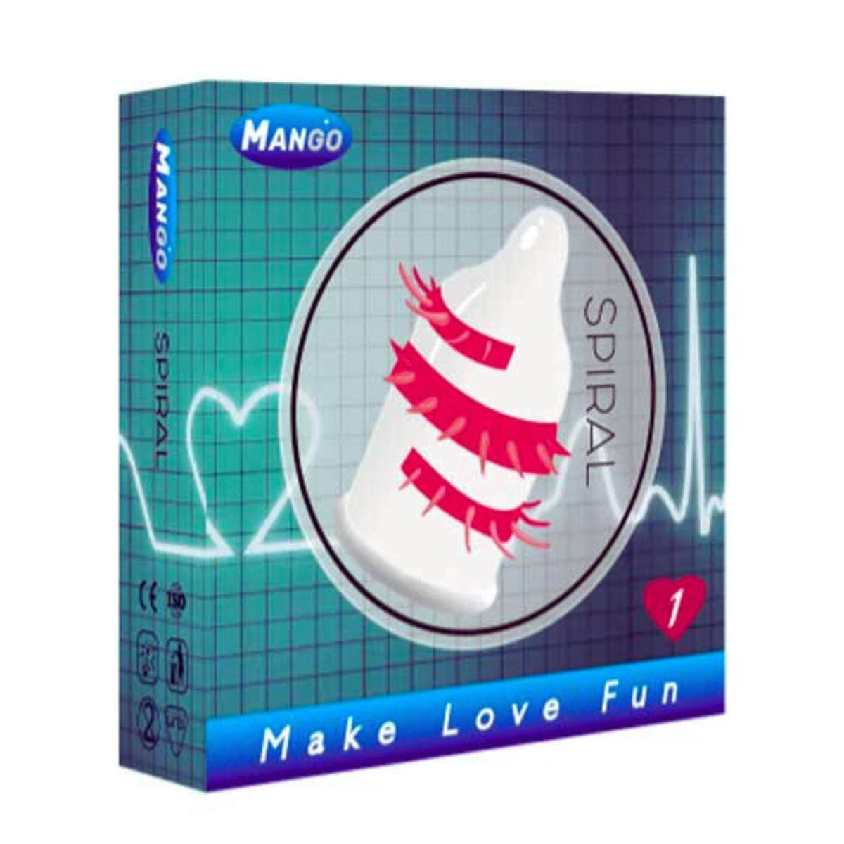Mango Spiral Spike Condom - Single Pack - Winding All-Around Sensation
