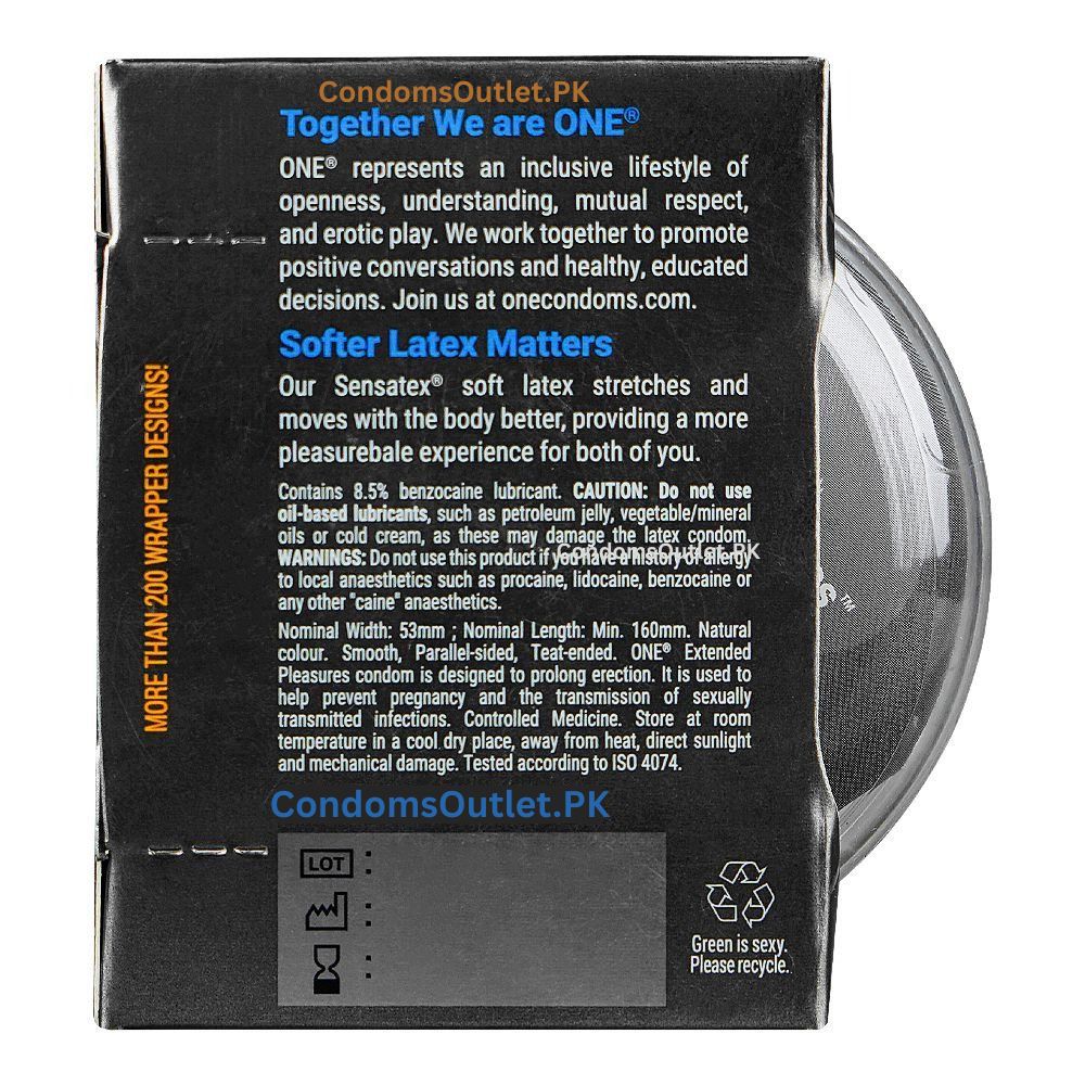 ONE Extended Pleasures Condoms – 3 Pack – Maximum Climax Control