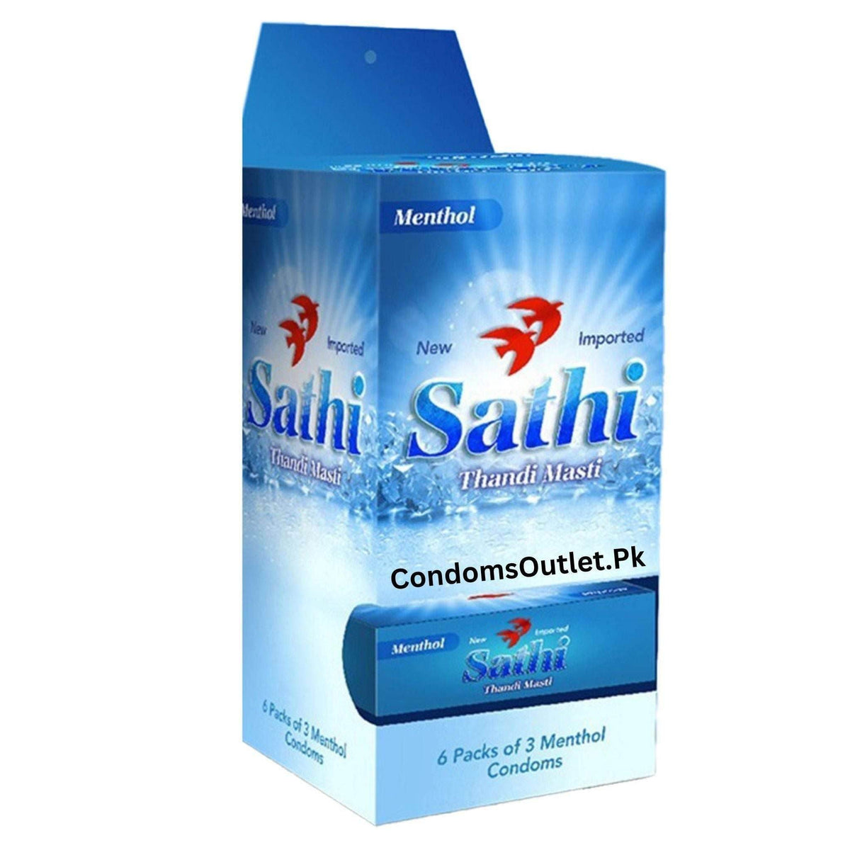 Sathi Menthol Condoms - 18 Pack Dispenser - Cooling Freshness & Value Pack