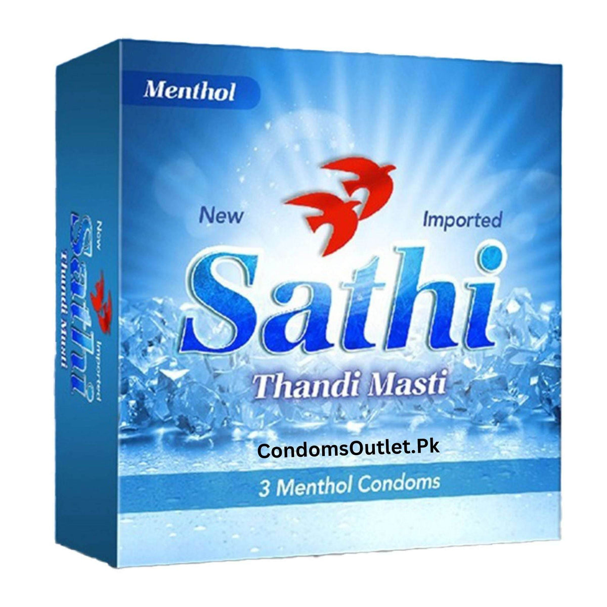 Sathi Menthol Condoms - 3 Pack - Cooling Gel & Prolonged Pleasure