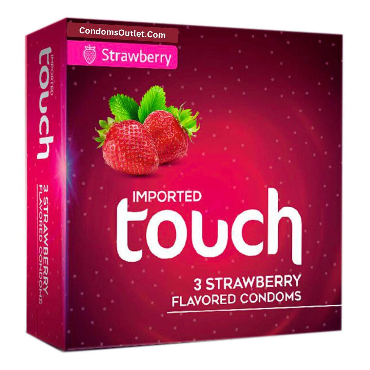 Touch Strawberry Flavored Condoms - 3 Pack - Sweet Fruit Aroma
