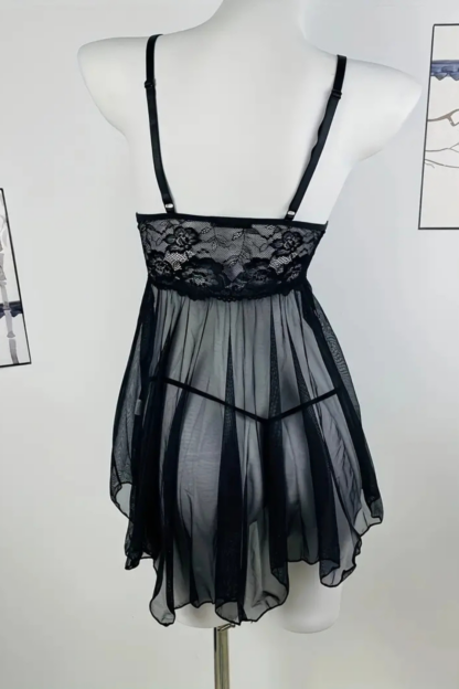 Babydoll Lingerie Set with Matching Thong, Sheer Lace-Trim - Image 2