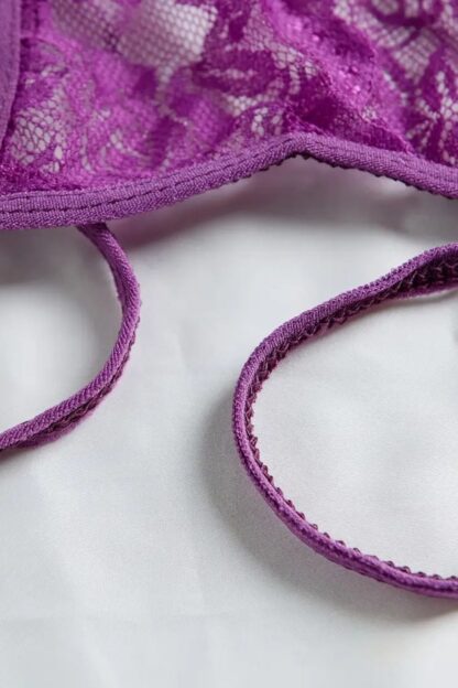 Bra with Open Crotch Panties - Purple (1)