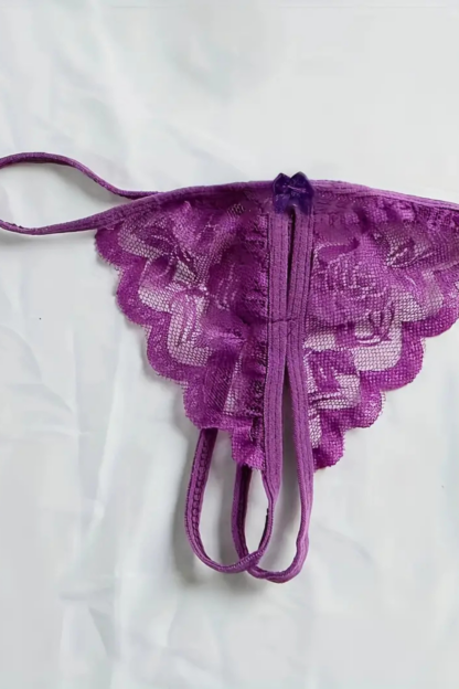 Bra with Open Crotch Panties - Purple (4)
