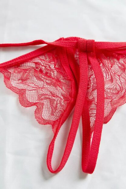 Bra with Open Crotch Panties - Red Color