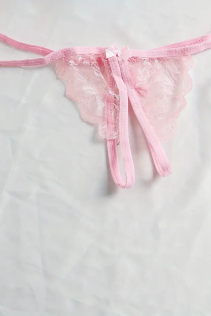 Bra with Open Crotch Panties – Pink Red (4)