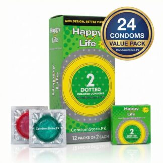 Happy Life Dotted Condoms (24 Pack) - Red & Green Colors